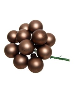 Гроздь стеклянных матовых шариков 12 шаров по 25 мм цвет лесной орех Kaemingk