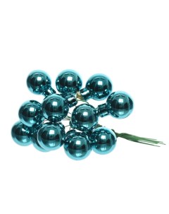 Гроздь стеклянных глянцевых шариков 12 шаров по 25 мм цвет бирюзовый Kaemingk