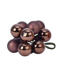 Гроздь стеклянных глянцевых и матовых шариков 12 шт по 25 мм темный шоколад Kaemingk