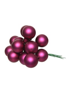 Гроздь стеклянных матовых шариков на проволоке 12 шаров 25 мм цвет магнолия Kaemingk