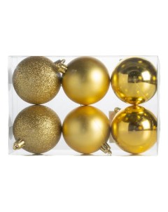 Набор елочных шаров золотой 6 см 6 шт Santa's world