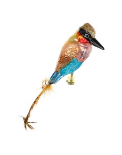 Елочная игрушка Птичка разноцветная 15 см Krebs