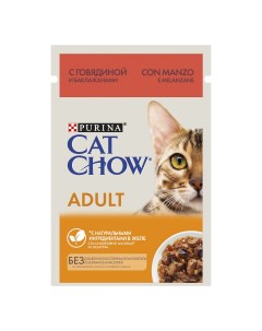 Влажный корм для кошек Purina Adult с говядиной и баклажанами в желе 85г Cat chow