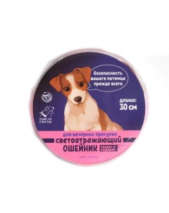 Ошейник для собак светоотражающий с адресником розовый 30 х 1 см Пушистое счастье