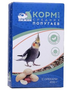 Сухой корм для средних попугаев с орехами 400 г Пижон