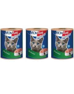 Консервы для кошек Delicious индейка 3шт по 350г Монами