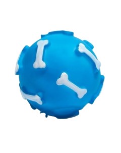 Игрушка для собак Шар с косточками пищащая синяя 8 см Пижон