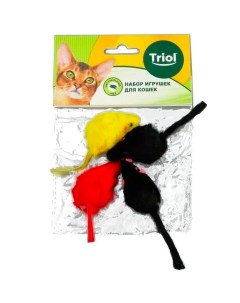 Игрушка для кошек Мышь цветная 5 см 2 упаковки по 4 шт Триол