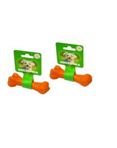 Игрушка для собак Кость литая малая 11 см оранжевая 2 шт Зооник
