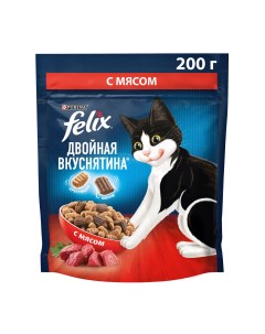 Сухой корм для кошек Двойная Вкуснятина с мясом 200г Felix
