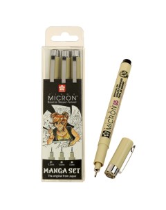 Набор ручек капиллярных 3 штуки линеры 0 25 0 45 0 5 Pigma Micron Manga черны Sakura