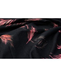 Ткань FM279 Трикотаж вискоза черный с перьями Ткань для шитья 100x149 см Unofabric
