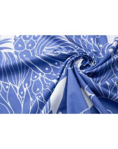 Ткань DS1615 Батист принт крупные попугаи синие Ткань для шитья 100x145 см Unofabric