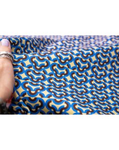 Ткань DS1676 Джинс тонкий сине коричневый узор Ткань для шитья 100x149 см Unofabric