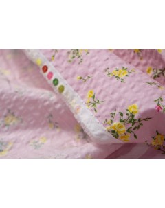 Ткань A32332 Хлопок сирсакер розовый в цветочек Ткань для шитья 100x140 см Unofabric