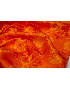 Ткань A323314 Вискоза сатин оранжевый с цветами Ткань для шитья 100x140 см Unofabric