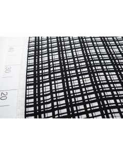 Ткань A323311 Штапель вискоза черно белая решетка Ткань для шитья 100x140 см Unofabric