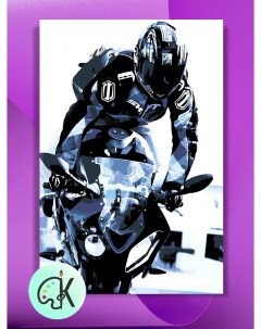 Картина по номерам на холсте Мотоциклист арт 3 40 х 60 см Культура цвета