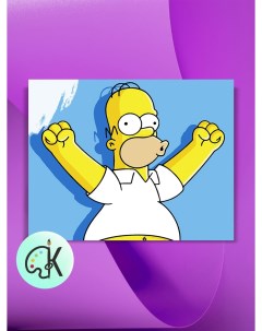 Картина по номерам на холсте Симпсоны Гомер на синем фоне 30 х 40 см Культура цвета