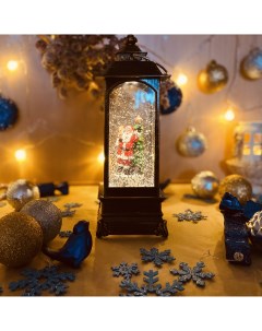 Декоративный новогодний фонарь Дед мороз у елки Nobrand