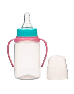 Бутылочка для кормления классическое горло 150 мл от 0 мес цилиндр с ручками цвет бирюзовый розовый Mum&baby