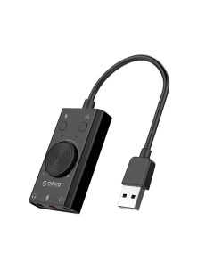 Звуковая карта USB 2 0 SC2 BK внешняя 3 3 5mm jack регулировка громкости черная Orico