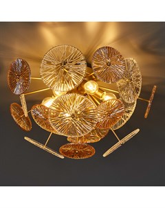 Люстра потолочная Futurism 6 ламп цвет золото Freya