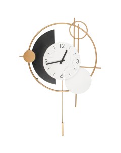 Часы настенные Круги фигурный металл цвет бело черный бесшумные 48x48 5 см Без бренда
