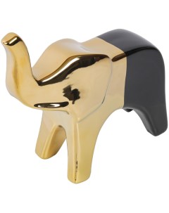 Статуэтка Слон черно золотая керамика 21 см Без бренда