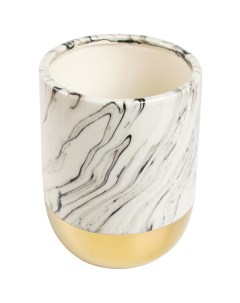 Ваза Мрамор керамика цвет бело золотой 15 см Без бренда