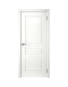 Дверь межкомнатная глухая с замком и петлями в комплекте Скин 4 90x200 см эмаль цвет белый Без бренда