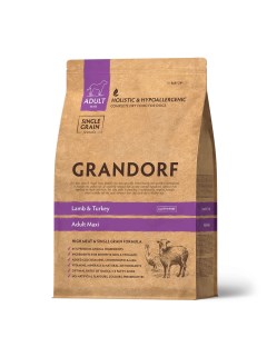 Adult Maxi корм для взрослых собак крупных пород Ягненок и индейка 3 кг Grandorf
