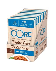 Влажный корм для кошек CAT TENDER CUTS с нежными кусочками тунца 8 шт по 85 г Core