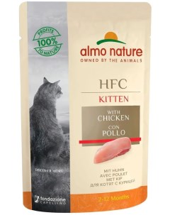 Влажный корм для котят CAT HFC с курицей 24 шт по 55 г Almo nature