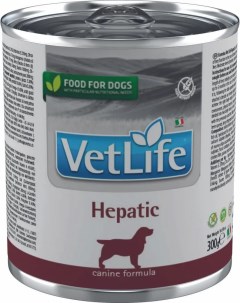 Влажный корм для собак VET LIFE CANIN HEPATIC при заболеваниях печени 6шт по 300г Farmina