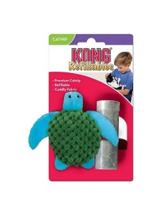 Мягкая игрушка для кошек Черепашка с тубом кошачьей мяты плюш голубой зеленый 9 см Kong