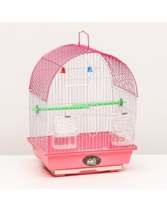 Клетка для птиц овальная с кормушками 30 х 23 х 39 см розовая Пижон