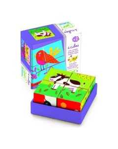 Деревянная игрушка Кубики Ферма 4 шт Djeco