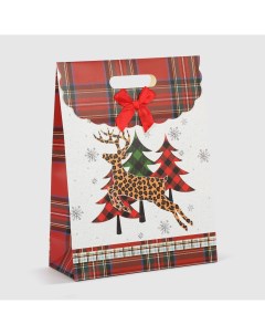 Пакет подарочный decoro scozzese 24x10x32 см Due esse christmas