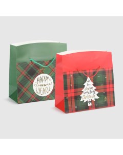 Пакет подарочный tessuto scozzese 23x11x16 см в ассортименте Due esse christmas