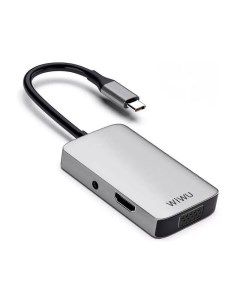 Хаб USB Alpha 513HVP Type C USB 3 0 HDMI VGA AUX 3 5 Grey 6973218930220 Wiwu