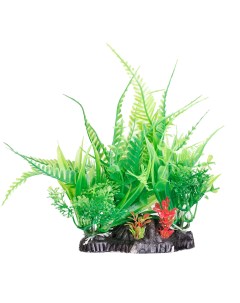Декор композиция из пластиковых растений для аквариума 9 5х5х13 см зеленая Aquafantasy