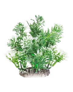 Декор композиция из пластиковых растений для аквариума 7x5x10 см бело зеленая Aquafantasy