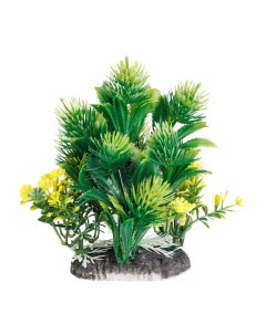 Декор композиция из пластиковых растений для аквариума 7x5x10 см зеленая Aquafantasy
