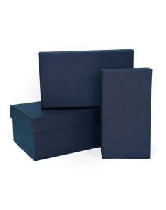 Коробка подарочная тисненая бумага ЛЕН синяя 135x80x50 мм Рутаупак