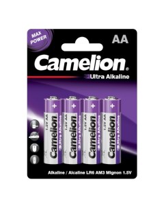 Батарейка АА LR6 BP4UT Ultra Alkaline алкалиновая 1 5 В блистер 4 шт 14854 Camelion