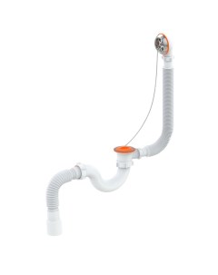 Сифон для ванны трубный пластик с выпуском с переливом круглый перелив белый СВ О Рмс