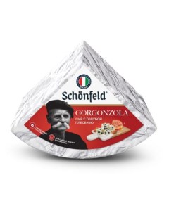 Сыр мягкий с голубой плесенью Gorgonzola 55 БЗМЖ вес Schonfeld