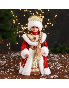 Новогодняя фигурка Снегурочка шик в красной шубке с косой 6939397 1 шт Зимнее волшебство