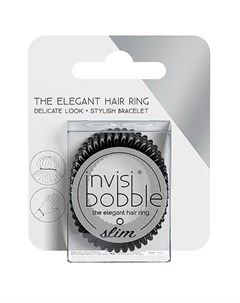 Резинка браслет для волос SLIM True Black с подвесом Invisibobble